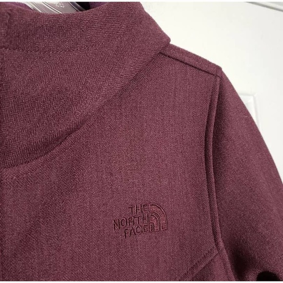 The North Face Burgundy Fleece Jacket Long Women's Hooded Full Zip Small - Picture 4 of 10